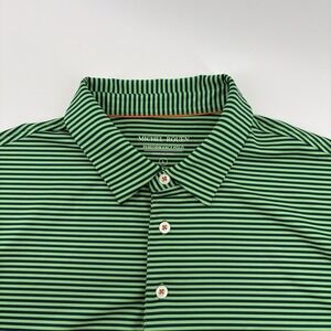 Michel Rouen‎ Performance Polo Golf Shirt Size Large Green And Navy Stripe